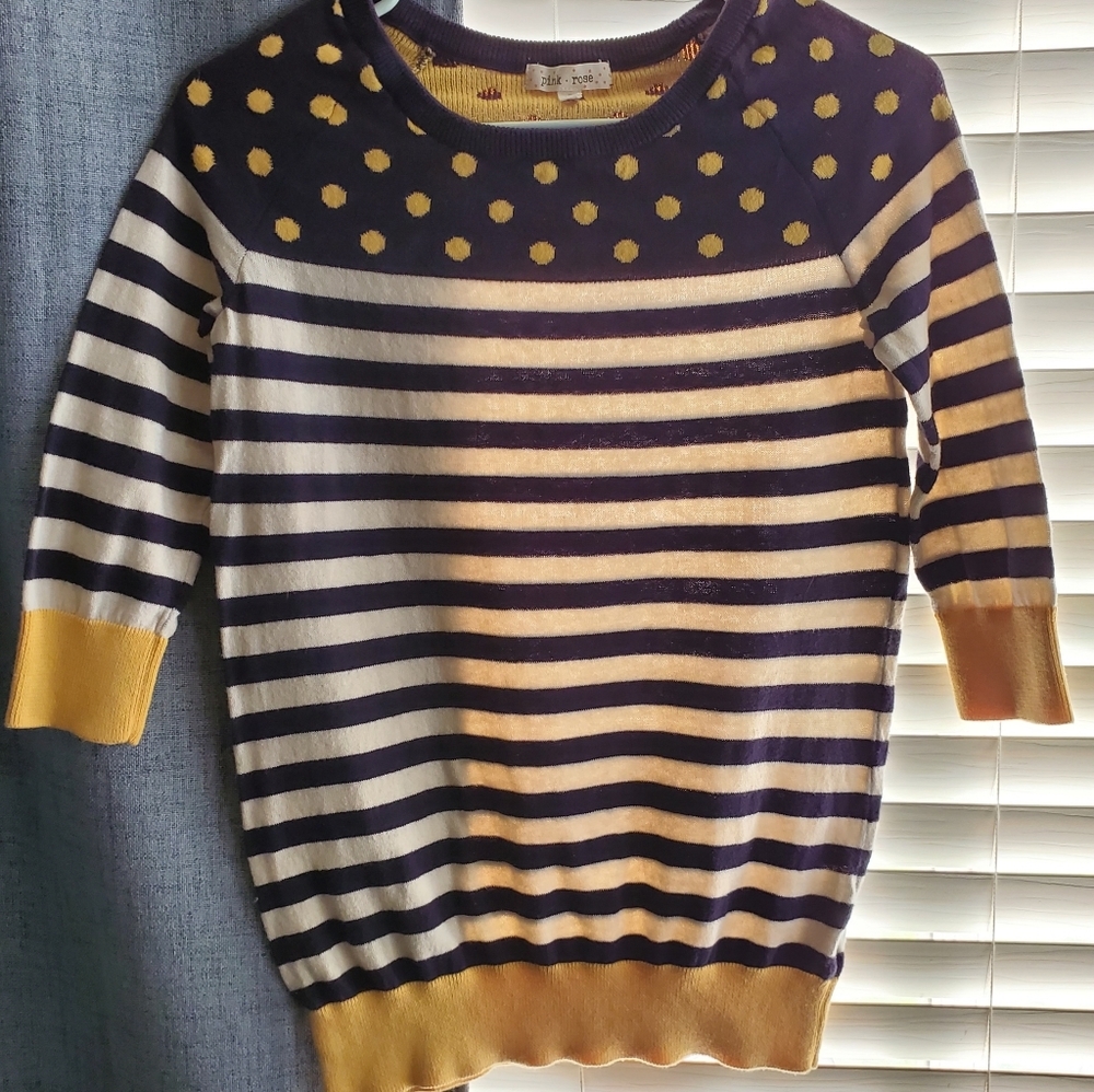Pink Rose Striped Sweater